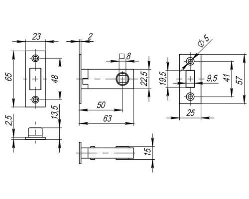 Защелка Fuaro (Фуаро) врезная MAGNET M12-50-25 AC медь Защелка Fuaro (Фуаро) врезная MAGNET M12-50-25 AC медь