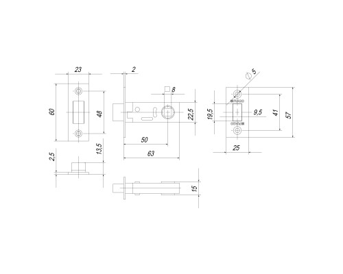Защелка Fuaro (Фуаро) врезная MAGNM12-50-25 (M12-50-25) AB бронза Защелка Fuaro (Фуаро) врезная MAGNM12-50-25 (M12-50-25) AB бронза
