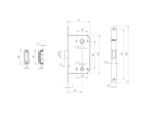 Защелка Fuaro (Фуаро) врезная магнитная MAGNM96WC-50/BL INOX GR-23 графит (блистер)