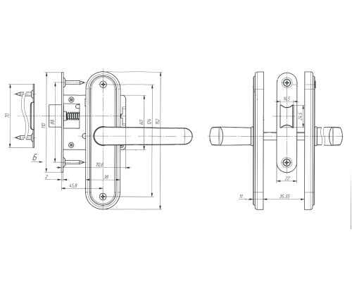 Защелка Absolyute (Абсолют) врезная ЗЩ1-45А (черный)