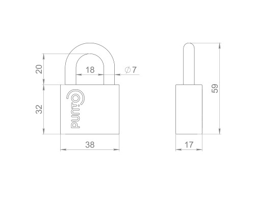 Замок Punto (Пунто) навесной PK-1540 3 key диск.ключ.