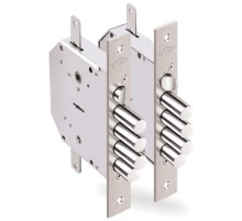 Замок Elbor (Эльбор) врезной сувальдный с задвижкой и защёлкой Гранит 1.06.42 (левый) с тягами, 5 кл. /24376/