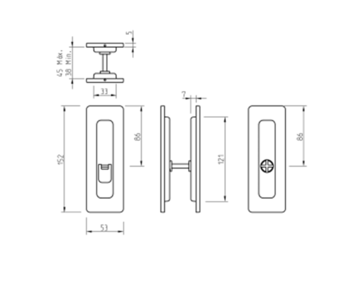 Ручка на раздвижные двери Tupai 4181 WC  5S -153 черный