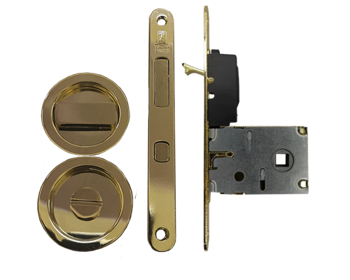 Bonaiti Комплект WC для раздвижных дверей (Механизм G500T H21 + ручки EASY TONDO) пол.латунь Bonaiti Комплект WC для раздвижных дверей (Механизм G500T H21 + ручки EASY TONDO) пол.латунь