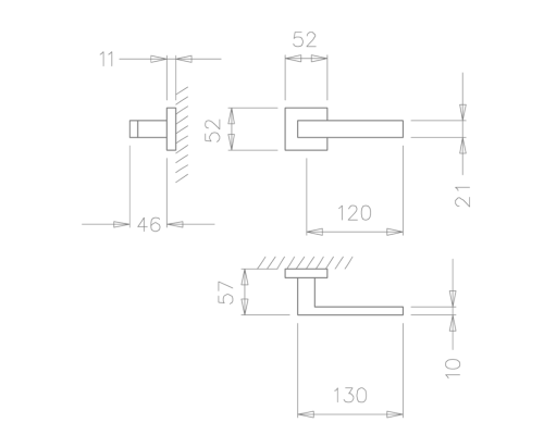 Ручка Tupai Square 2275 Q-96 хром матовый R ф/з Ручка Tupai Square 2275 Q-96 хром матовый R ф/з
