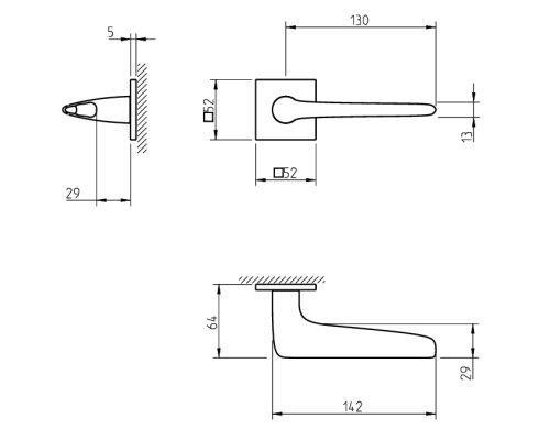 Ручка Tupai 4164 5S Q-158 сатинированная латунь R ф/з Ручка Tupai 4164 5S Q-158 сатинированная латунь R ф/з