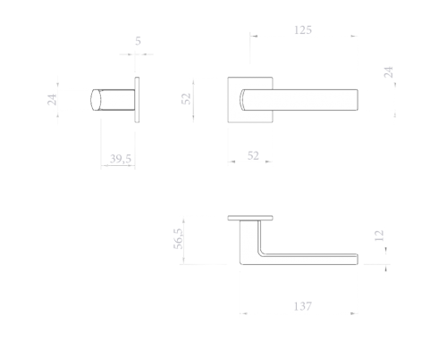 Ручка Tupai 4161 5S Q-158 сатинированная латунь R ф/з