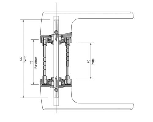 Ручка Tupai Square 2275 Q-96  Special (дв. полотно 60 мм)  хром матовый R ф/з