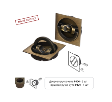 Ручка дверная купе Extreza Hi-tech P406 квадратная, матовая бронза F03