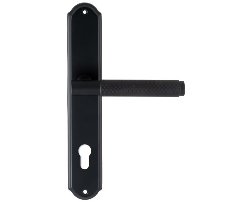 Дверная ручка на планке под цилиндр Extreza Classic TUBA 126 PL01-CYL-85 черный матовый F22