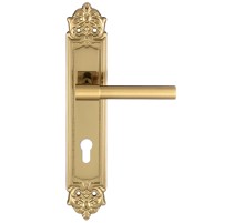 Дверная ручка Extreza NUVO 125 на планке PL02-CYL-85 матовая латунь / латунь F01