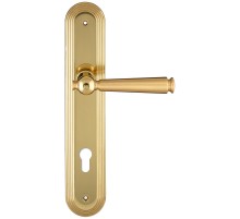 Дверная ручка Extreza ANNET 329 на планке PL05 полированная латунь / матовая латунь F01 под цилиндровый механизм CYL