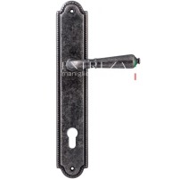 Дверная ручка на планке под цилиндр Extreza Classic PETRA 304 PL03-CYL-85 античное серебро F45