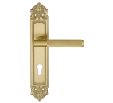 Дверная ручка на планке Extreza TUBA 126 PL02-CYL-85 матовая латунь глянец F07