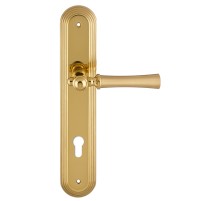 Дверная ручка на планке Extreza DEZI 309 PL05-CYL-85-F07-F01 матовая латунь глянец / латунь / планка латунь