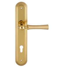 Дверная ручка на планке Extreza DEZI 309 PL05-CYL-85-F07-F01 матовая латунь глянец / латунь / планка латунь