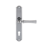 Дверная ручка на планке Extreza DEZI 309 PL01-CYL-85-F05-F04 матовый хром / хром / планка хром