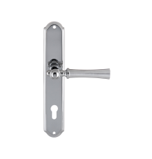 Дверная ручка на планке Extreza DEZI 309 PL01-CYL-85-F05-F04 матовый хром / хром / планка хром