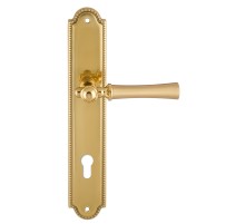 Дверная ручка на планке Extreza DEZI 309 PL03-CYL-85-F07-F01 матовая латунь глянец / латунь / планка латунь