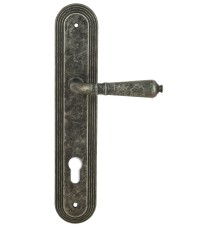 Дверная ручка на планке под цилиндр Extreza Classic PETRA 304 PL05-CYL-85 античное серебро F45