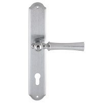 Дверная ручка на планке Extreza DEZI 309 PL01-CYL-85-F05-F04-F05 матовый хром / хром / планка матовый хром