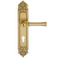 Дверная ручка на планке Extreza DEZI 309 PL02-CYL-85-F07-F01-F07 матовая латунь глянец / латунь / планка матовая латунь глянец