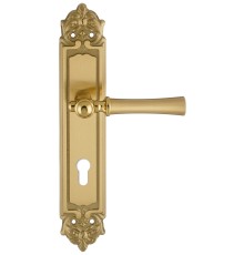 Дверная ручка на планке Extreza DEZI 309 PL02-CYL-85-F07-F01-F07 матовая латунь глянец / латунь / планка матовая латунь глянец
