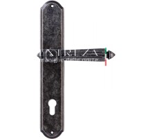 Дверная ручка Extreza LEON (Леон) 303 на планке PL01 CYL античное серебро F45