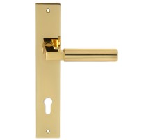 Дверная ручка на планке Extreza STEM-PL13-CYL-85-F01-F06 (STEM 135) полированная латунь / латунь PVD