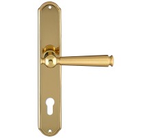 Дверная ручка Extreza ANNET 329 на планке PL01 полированная латунь / матовая латунь F01 под цилиндровый механизм CYL