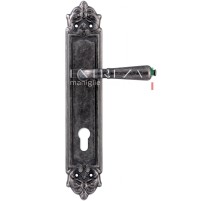 Дверная ручка на планке под цилиндр Extreza Classic PETRA 304 PL02-CYL-85 античное серебро F45