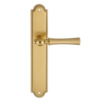 Дверная ручка на планке Extreza DEZI 309 PL03-F07-F01-F07 матовая латунь глянец / латунь / планка матовая латунь глянец