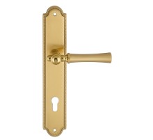 Дверная ручка на планке Extreza DEZI 309 PL03-CYL-85-F07-F01-F07 матовая латунь глянец / латунь / планка матовая латунь глянец