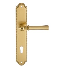 Дверная ручка на планке Extreza DEZI 309 PL03-CYL-85-F07-F01-F07 матовая латунь глянец / латунь / планка матовая латунь глянец