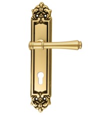 Дверная ручка Extreza PIERO (Пьеро) 326 на планке PL02 CYL французское золото + патина F59