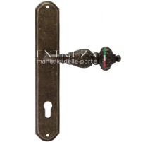 Дверная ручка Extreza TESLA (Тесла) 315 на планке PL01 CYL античная бронза F23