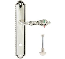 Дверная ручка Extreza GRETA (Грета) 302 на планке PL03 WC натуральное серебро + черный F24