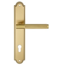 Дверная ручка на планке Extreza TUBA 126 PL03-CYL-85 матовая латунь глянец F07