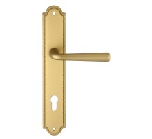 Дверная ручка Extreza SANDRO (Сандро) 332 на планке PL03 матовая латунь F02 под цилиндр CYL