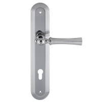 Дверная ручка на планке Extreza DEZI 309 PL05-CYL-85-F05-F04 матовый хром / хром / планка хром