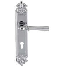 Дверная ручка на планке Extreza DEZI 309 PL02-CYL-85-F05-F04 матовый хром / хром / планка хром