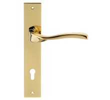 Дверная ручка на планке Extreza PERLA-PL13-CYL-85-F06-PVD (PERLA 114) полированная латунь PVD