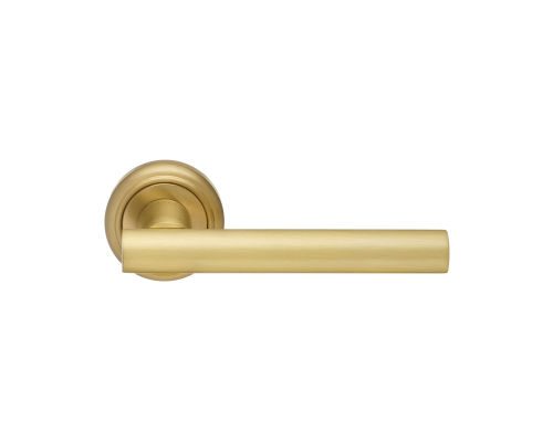Дверная ручка Extreza CLASSIC PIVOT 132 на круглом основании R01 матовая латунь глянец F07