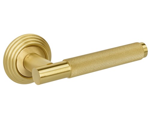 Дверная ручка Extreza Classic TUBA 126 круглая розетка R05 матовая латунь глянец F07 Дверная ручка Extreza Classic TUBA 126 круглая розетка R05 матовая латунь глянец F07