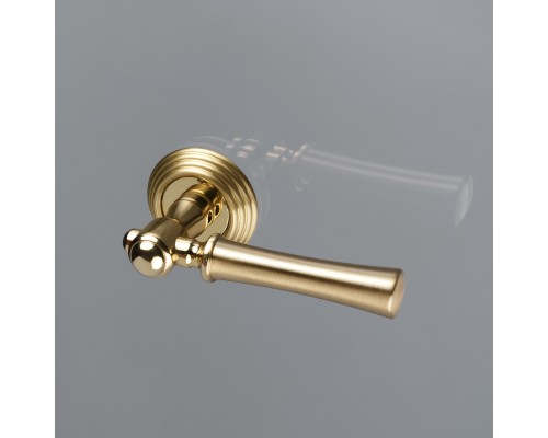 Дверная ручка на розетке Extreza DEZI-R05-F07-F01-F07 (DEZI 309) матовая латунь глянец / латунь / кольцо матовая латунь глянец Дверная ручка на розетке Extreza DEZI-R05-F07-F01-F07 (DEZI 309) матовая латунь глянец / латунь / кольцо матовая латунь глянец