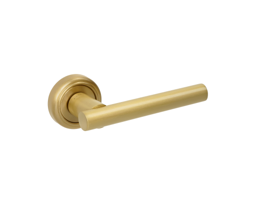 Дверная ручка Extreza CLASSIC PIVOT 132 на круглом основании R01 матовая латунь глянец F07