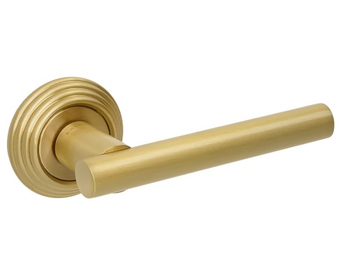 Дверная ручка Extreza CLASSIC PIVOT 132 на круглом основании R05 матовая латунь глянец F07 Дверная ручка Extreza CLASSIC PIVOT 132 на круглом основании R05 матовая латунь глянец F07