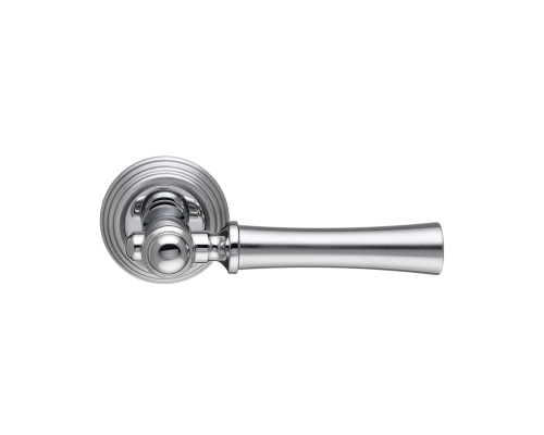 Дверная ручка на розетке Extreza DEZI-R05-F05-F04-F05 (DEZI 309) матовый хром / хром / кольцо матовый хром Дверная ручка на розетке Extreza DEZI-R05-F05-F04-F05 (DEZI 309) матовый хром / хром / кольцо матовый хром
