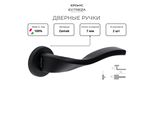 Дверная ручка на розетке Extreza PERLA-R12-F22 (PERLA 114) черный матовый