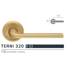 Extreza TERNI (Терни) 320 дверная ручка на розетке R03, цвет матовая латунь F02
